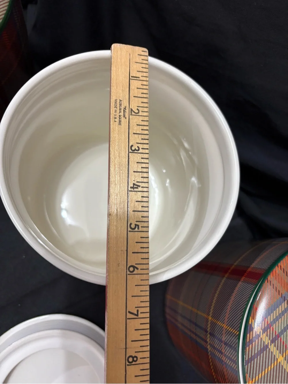 Pottery Barn Woodrow Plaid Ceramic Storage Canister
